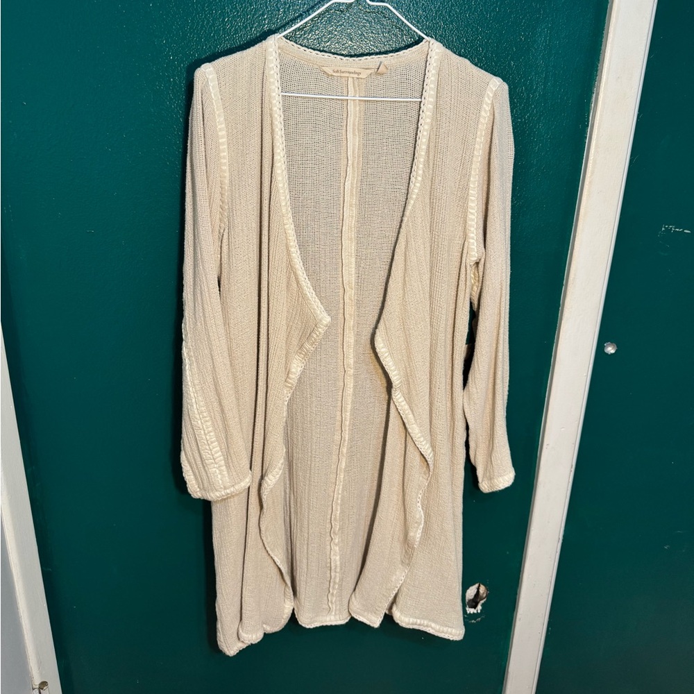 Soft Surroundings Cream Open-Front Cardigan